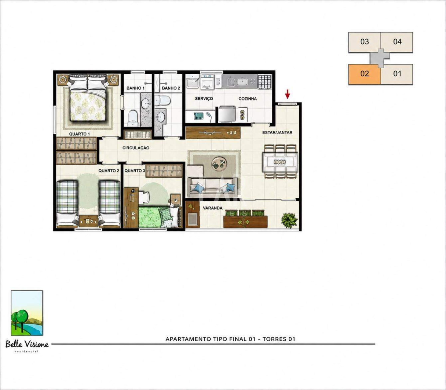 Apartamento de 3 quartos à venda, Alípio de Melo, Belo Horizonte - MG